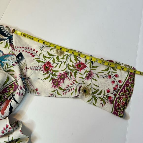 Citron Silk Butterfly Print Button Up Blouse - Picture 13 of 13